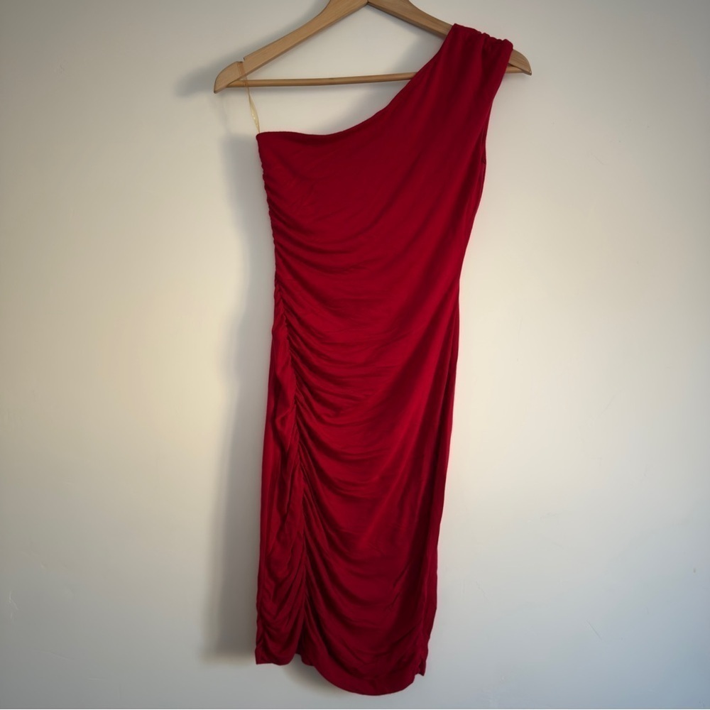 Bar III Red one shoulder ruched dress Size: XS